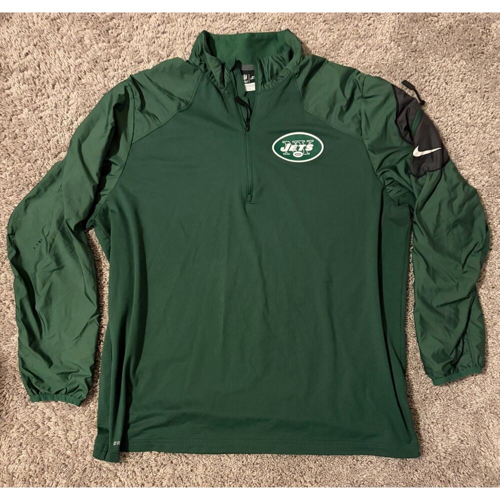 New York Jets On Field Apparel Nike Dri-Fit 1/4 Zip Jacket Men's Green Sports XL